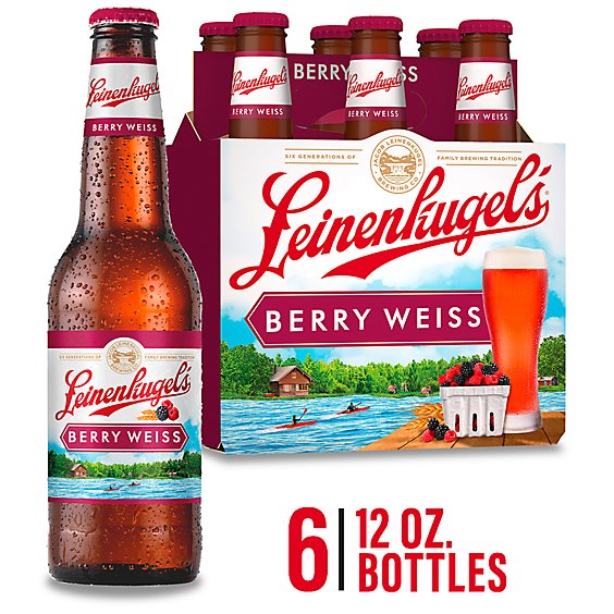 Leinenkugel's Berry Weiss Craft Beer Fruit Wheat 4.7% ABV Bottles - 6-12 Fl. Oz.