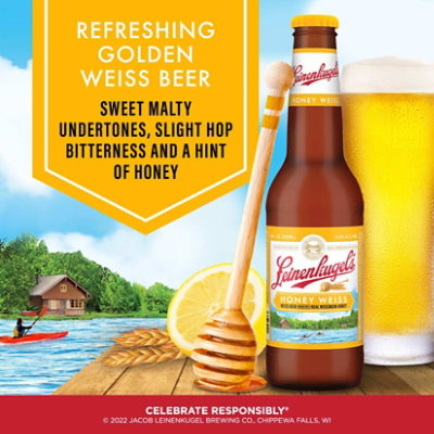 Leinenkugels Honey Weiss Craft American Wheat Beer 4.9% ABV Bottles - 6-12 Fl. Oz. - Image 2