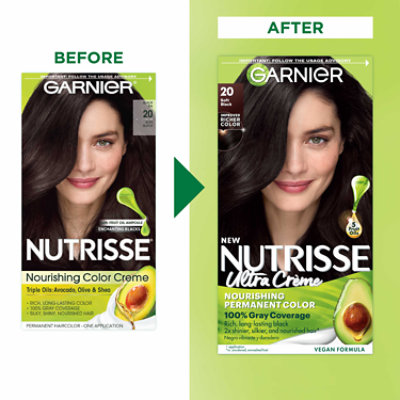 Garnier Nutrisse Nourishing Hair Color Creme 20 Soft Black (Black Tea) Kit - Each - Image 3