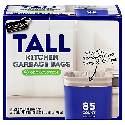 Signature SELECT Tall Kitchen Bags With Drawstring 13 Gallon - 85 Count - Image 3
