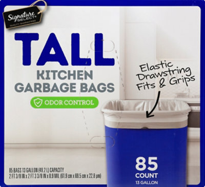 Signature SELECT Tall Kitchen Bags With Drawstring 13 Gallon - 85 Count - Image 5