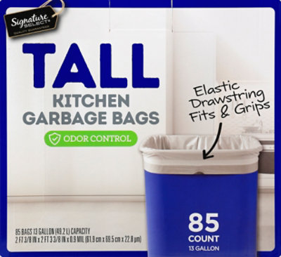 Signature SELECT Tall Kitchen Bags With Drawstring 13 Gallon - 85 Count - Image 2