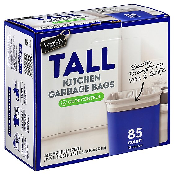Signature SELECT Tall Kitchen Bags With Drawstring 13 Gallon - 85 Count -  Vons