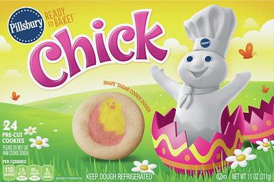 Pillsbury Ready To Bake! Shape Sugar Cookies Pre-Cut Chick 24 Count - 11 Oz