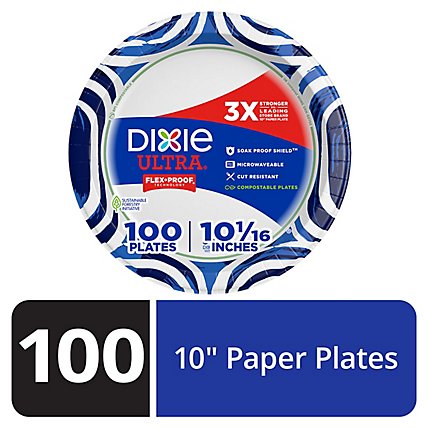 Dixie Ultra Paper Plates Printed 10 1/16 Inch - 100 Count - Image 1