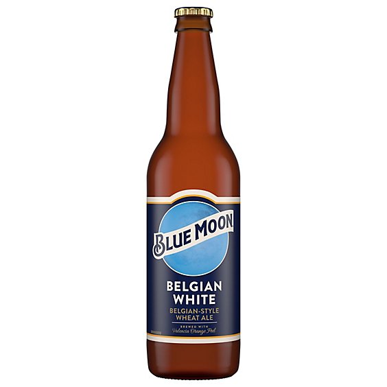 Blue Moon Belgian White Beer Craft Wheat 5.4% ABV Bottle - 22 Fl. Oz.