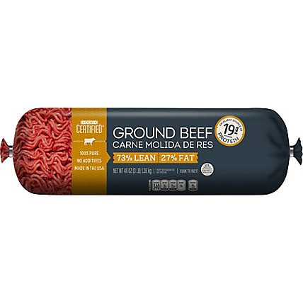 Ground Beef Chub 73% Lean 27% Fat - 3 Lbs.