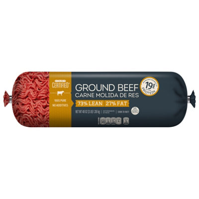 Ground Beef Chub 73% Lean 27% Fat - 3 Lbs. - Image 1