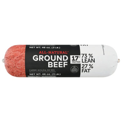 Ground Beef Chub 73% Lean 27% Fat - 3 Lbs.