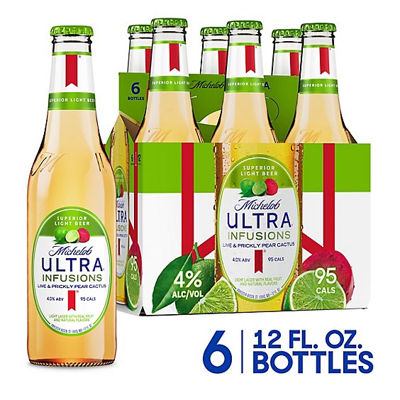 Michelob Ultra Infusions Lime & Prickly Pear Cactus Light Beer Bottles - 6-12 Fl. Oz.