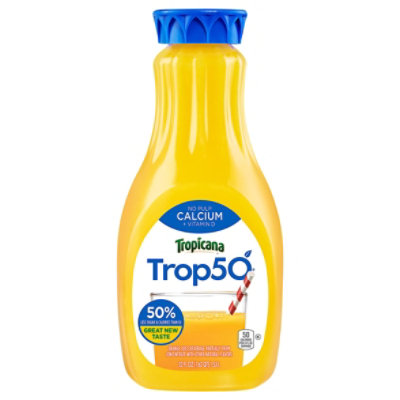 Tropicana Trop50 Orange Juice No Pulp Plus Calcium Chilled 52 Fl. Oz. balduccis