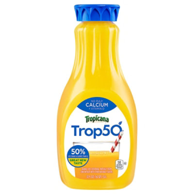 Tropicana Trop50 Orange Juice No Pulp Plus Calcium Chilled - 52 Fl. Oz.