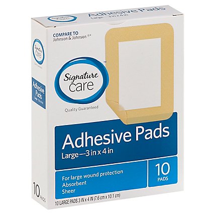 Signature Care Adhesive Pads Sheer Absorbent Large - 10 Count - Image 1