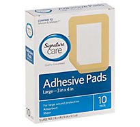 Signature Care Adhesive Pads Sheer Absorbent Large - 10 Count