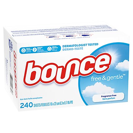 Bounce Free & Gentle Unscented Fabric Softener Dryer Sheets for Sensitive Skin - 240 Count - Image 2