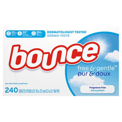 Bounce Free & Gentle Unscented Fabric Softener Dryer Sheets for Sensitive Skin - 240 Count - Image 2