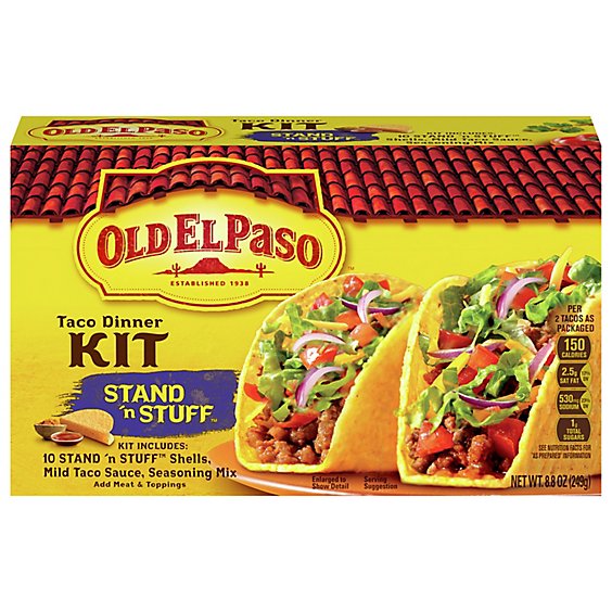Old El Paso Tortillas Flour Dinner Kit Taco Stand N Stuff Box - 8.8 Oz