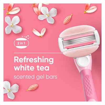 Gillette Venus ComfortGlide Razor Womens White Tea Scent Handle + 2 Refill - Each - Image 5