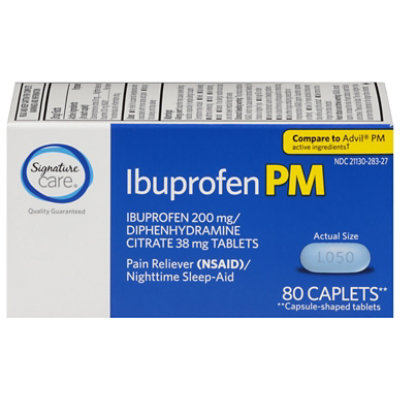 Signature Select/Care Ibuprofen Pain Reliever PM 200mg NSAID Sleep Aid Caplet Blue - 80 Count - Image 3