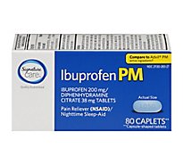 Signature Care Ibuprofen Pain Reliever PM 200mg NSAID Sleep Aid Caplet Blue - 80 Count