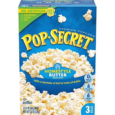 Pop Secret Microwave Popcorn Premium HomeStyle Pop-and-Serve Bags - 3-3.2 Oz