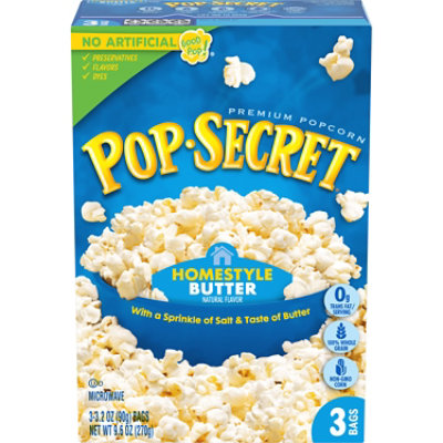 Pop Secret Microwave Popcorn Premium HomeStyle Pop-and-Serve Bags - 3-3.2 Oz