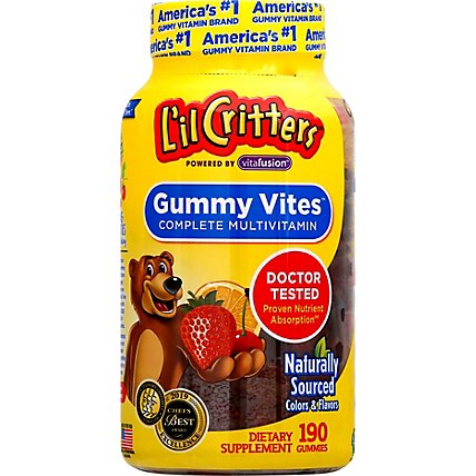 Lil Critters Vitamins Gummy Vites Complete Multivitamin Natural Fruit Flavors - 190 Count - Image 2