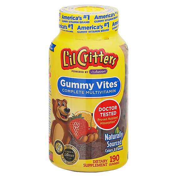 Lil Critters Vitamins Gummy Vites Complete Multivitamin Natural Fruit Flavors - 190 Count