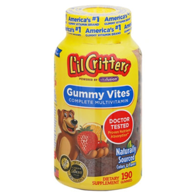 Lil Critters Vitamins Gummy Vites Complete Multivitamin Natural Fruit Flavors - 190 Count