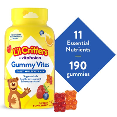 Lil Critters Vitamins Gummy Vites Complete Multivitamin Natural Fruit Flavors - 190 Count