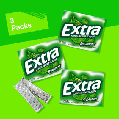 Extra Spearmint Sugar Free Chewing Gum - 3-15 Count - Image 2