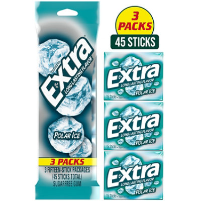 Extra Polar Ice Sugar Free Chewing Gum - 3-15 Count - Image 1