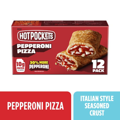 Hot Pockets Sandwiches Pepperoni Pizza Garlic Buttery Seasoned Crust - 12-4.5 Oz