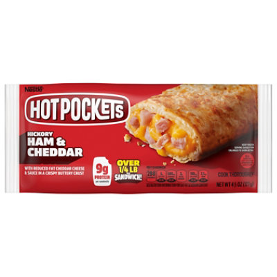 Hot Pockets Sandwiches Ham & Cheese Crispy Buttery Seasoned Crust - 12-4.5 Oz