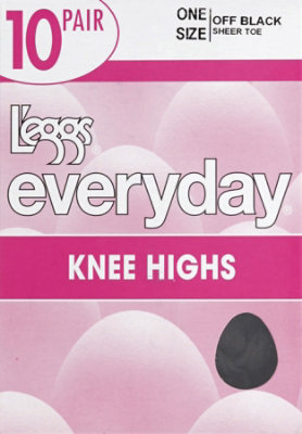 Leggs Everyday Sheer Toe Off Black Knee Highs - 10 Pair - Image 2