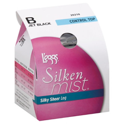 Leggs Silken Mist Control Top Black B Pantyhose - 1 Pair - Image 1