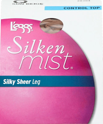 Leggs Silken Mist Pantyhose Silky Sheer Leg Control Top Sheer Toe Q Sun Beige - 1 Pair - Image 2