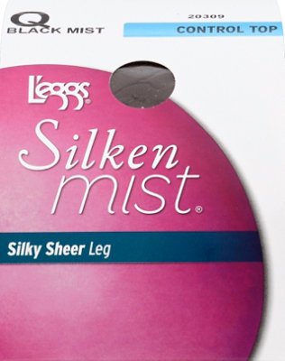 Leggs Silken Mist Control Top Black Q Pantyhose - 1 Pair - Image 2