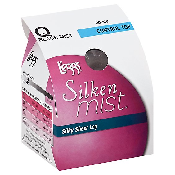 Leggs Silken Mist Control Top Black Q Pantyhose - 1 Pair