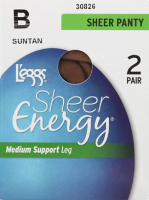 Leggs Sheer Energy Support Suntan B Pantyhose - 2 Pair - Image 2