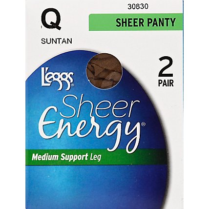 Leggs Sheer Energy Support Suntan Q Pantyhose - 2 Pair - Image 2