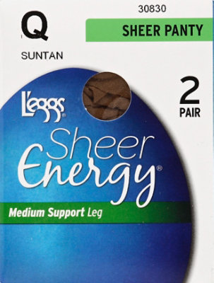 Leggs Sheer Energy Support Suntan Q Pantyhose - 2 Pair - Image 2