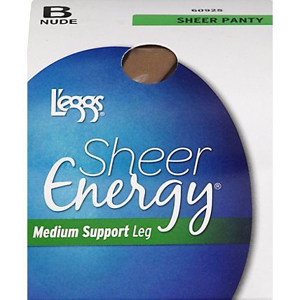 Leggs Sheer Energy Pantyhose Support Nude B - Pair - Image 2