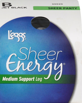 Leggs Sheer Energy Pantyhose Support Jet Black B - 1 Pair - Image 2