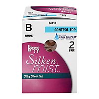 Leggs Silken Mist Nude Control Top Sheer Toe Pantyhose B - 2 Pair - Image 3