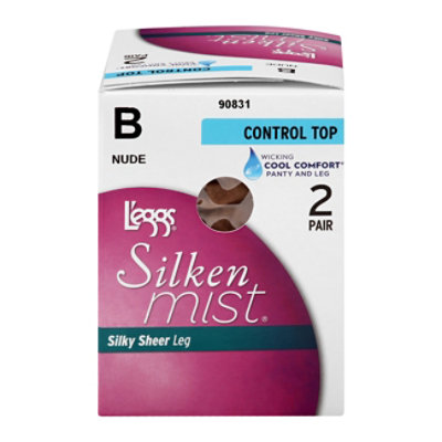 Leggs Silken Mist Nude Control Top Sheer Toe Pantyhose B - 2 Pair - Image 3