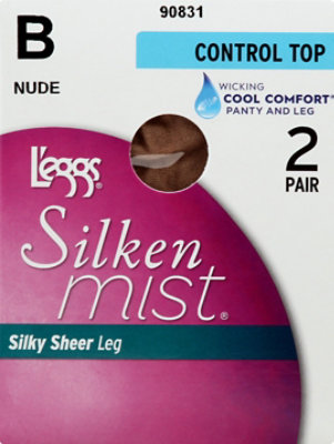 Leggs Silken Mist Nude Control Top Sheer Toe Pantyhose B - 2 Pair - Image 2