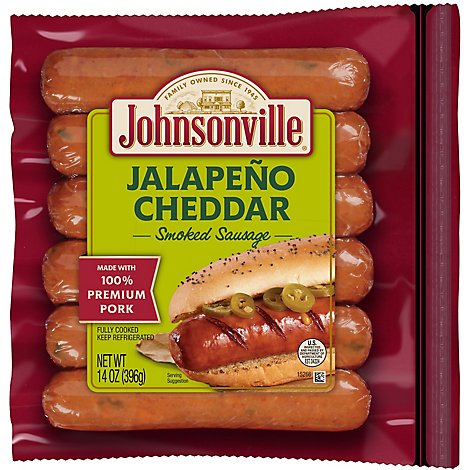 Johnsonville Sausage Jalapeno & Cheddar Cheese Smoked Sausage Fully Cooked 6 Links - 14 Oz