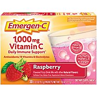 Emergen-C Raspberry Dietary Supplement Fizzy Drink Mix with 1000mg Vitamin C - 30-0.32 Oz. - Image 2