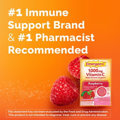 Emergen-C Raspberry Dietary Supplement Fizzy Drink Mix with 1000mg Vitamin C - 30-0.32 Oz. - Image 3